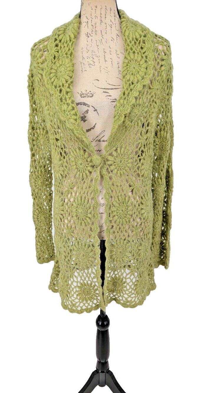 Romantic Victorian Wool Blend Open Knit Sweater SIZE XL Y2K Retro